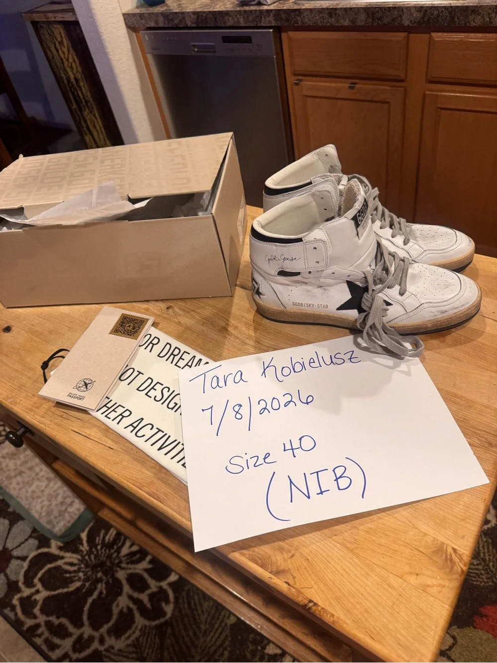 Golden Goose White High-Top Sneakers with Black Star